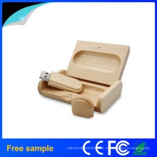 Rectángulo de madera natural 8GB USB Stick con caja de embalaje